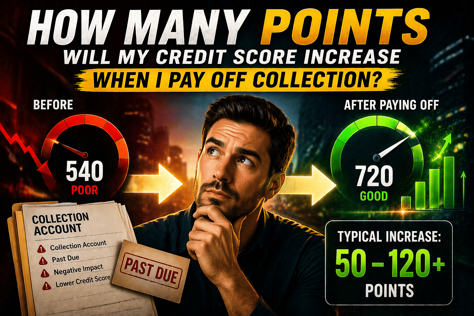 How many points will my credit score increase when i pay off collection