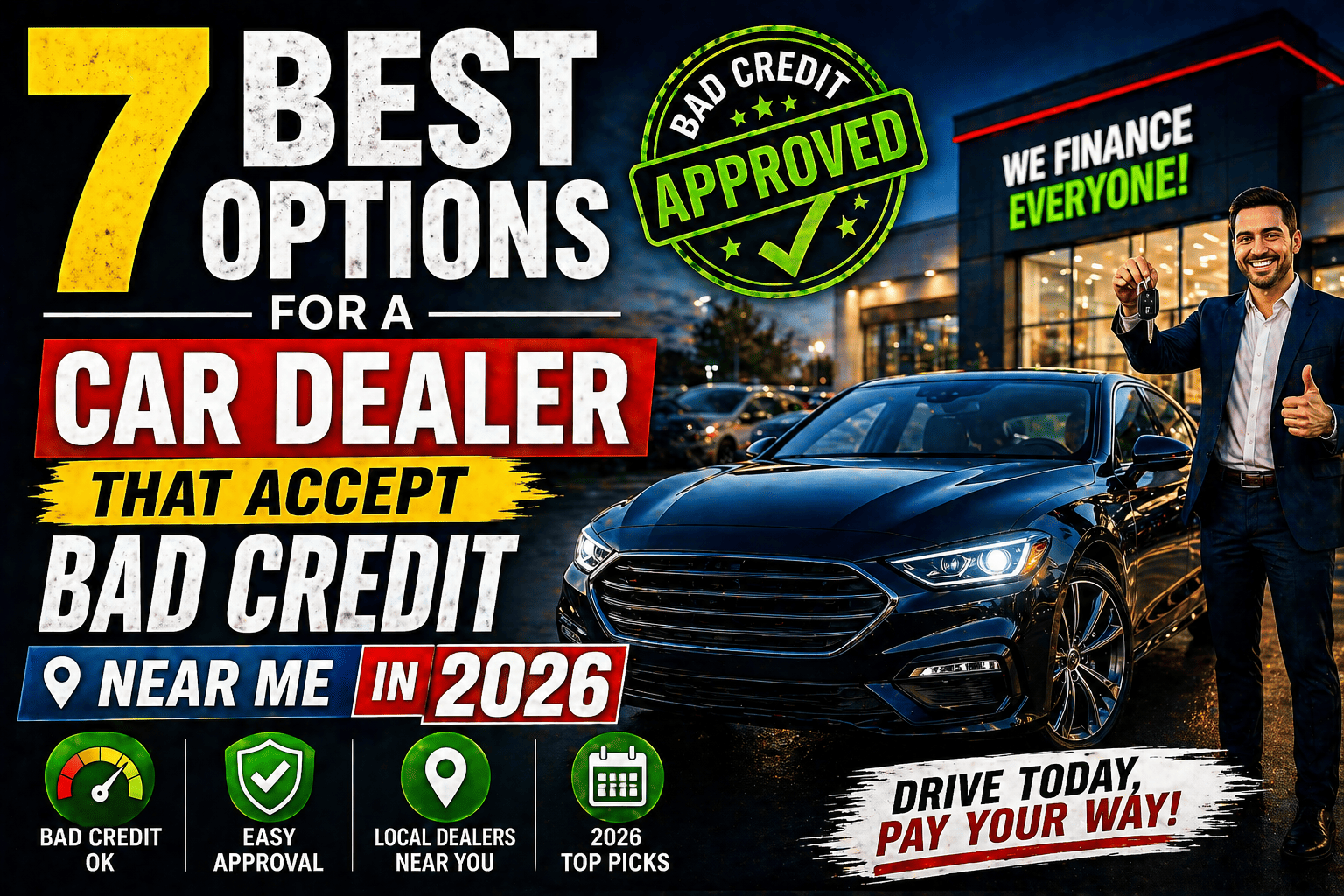 7 Best Options for a Car Dealer That Accept Bad Credit Near Me in 2026